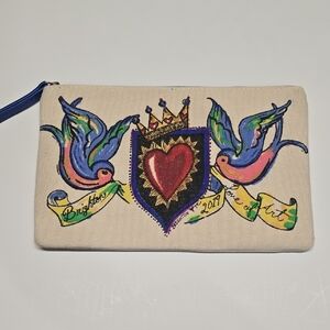 {Brighton} 2019 Collectors Colorful Canvas Pouch with Heart and Bird Design